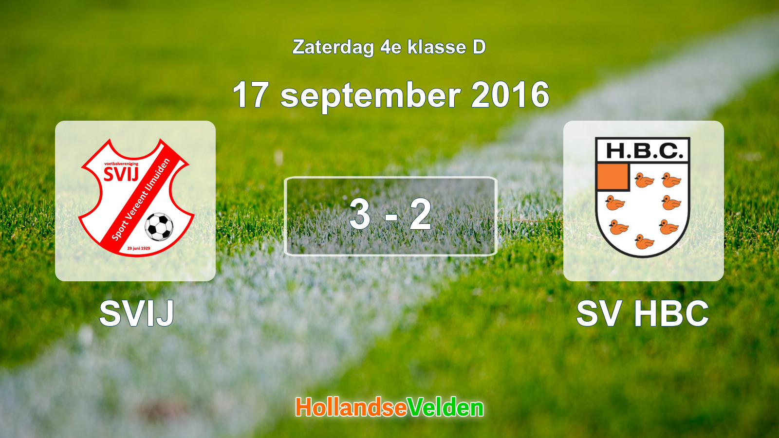 Gespeelde wedstrijd: SVIJ - SV HBC 3 - 2 (17 september 2016)