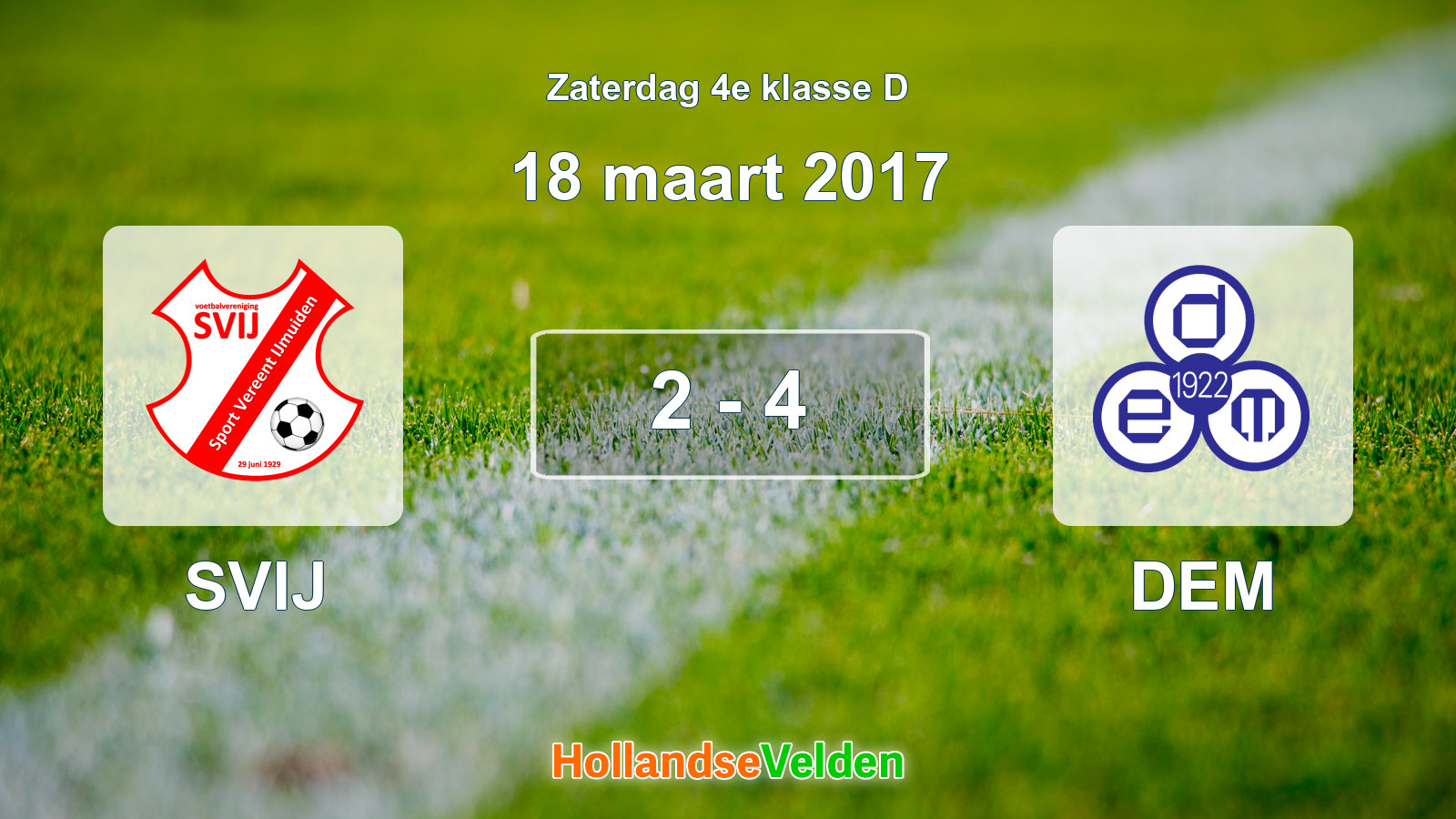 Gespeelde wedstrijd: SVIJ - DEM 2 - 4 (18 maart 2017)