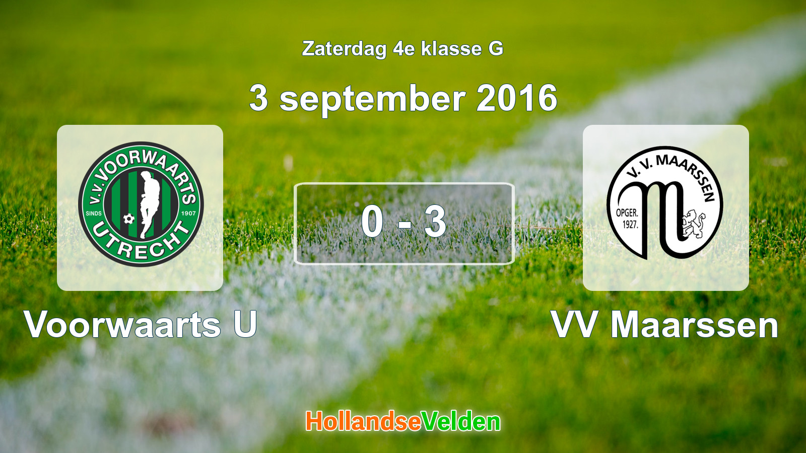 Gespeelde wedstrijd: Voorwaarts U - VV Maarssen 0 - 3 (3 september 2016)