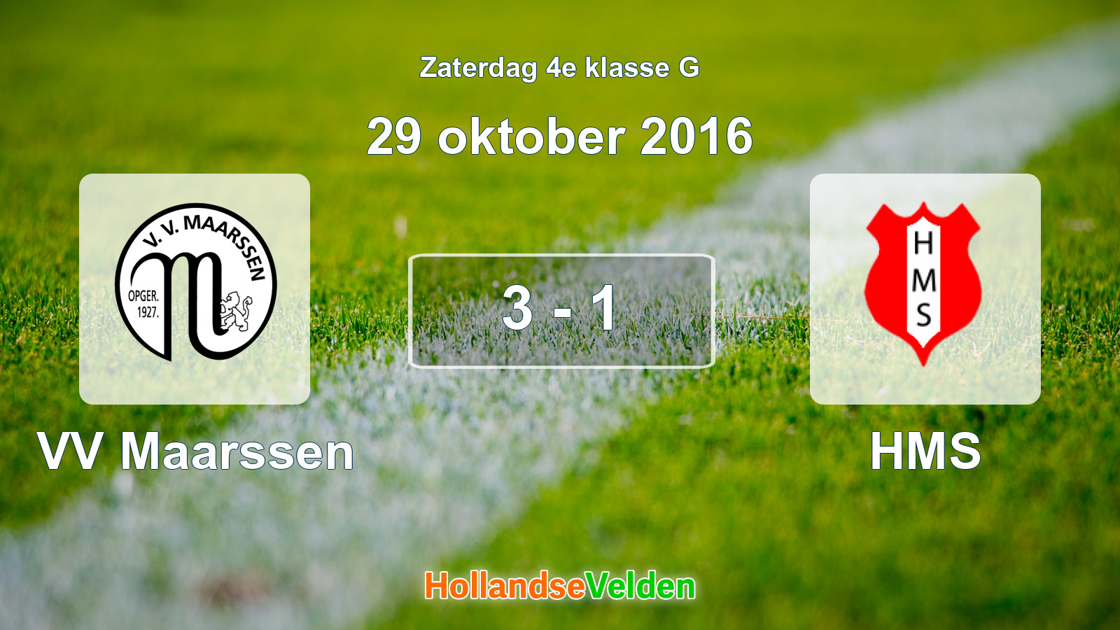 Gespeelde wedstrijd: VV Maarssen - HMS 3 - 1 (29 oktober 2016)