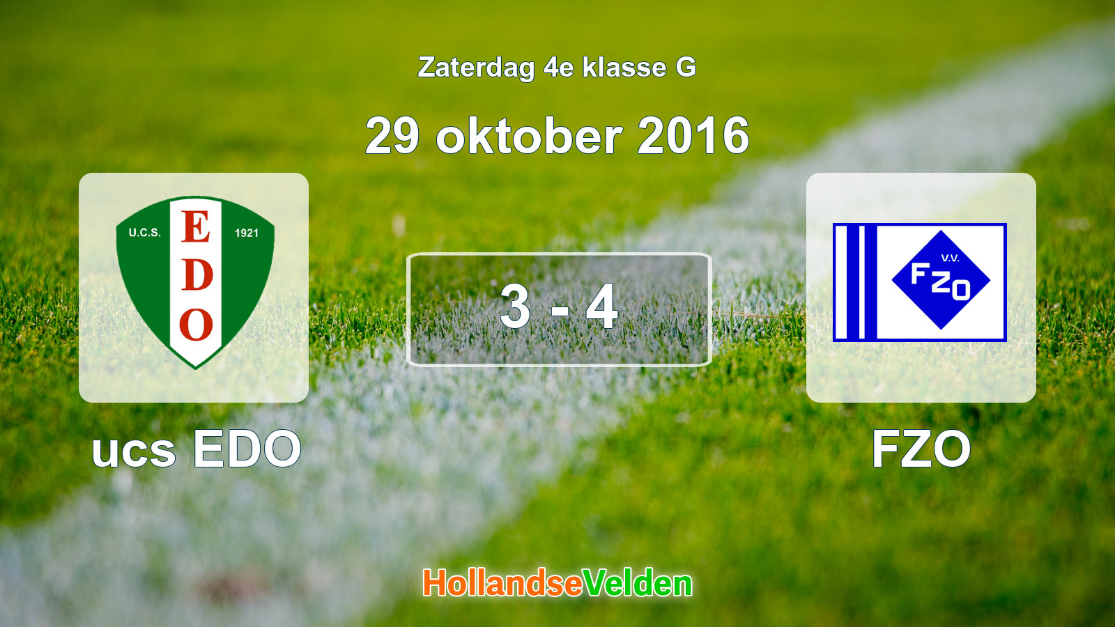 Gespeelde wedstrijd: ucs EDO - FZO 3 - 4 (29 oktober 2016)