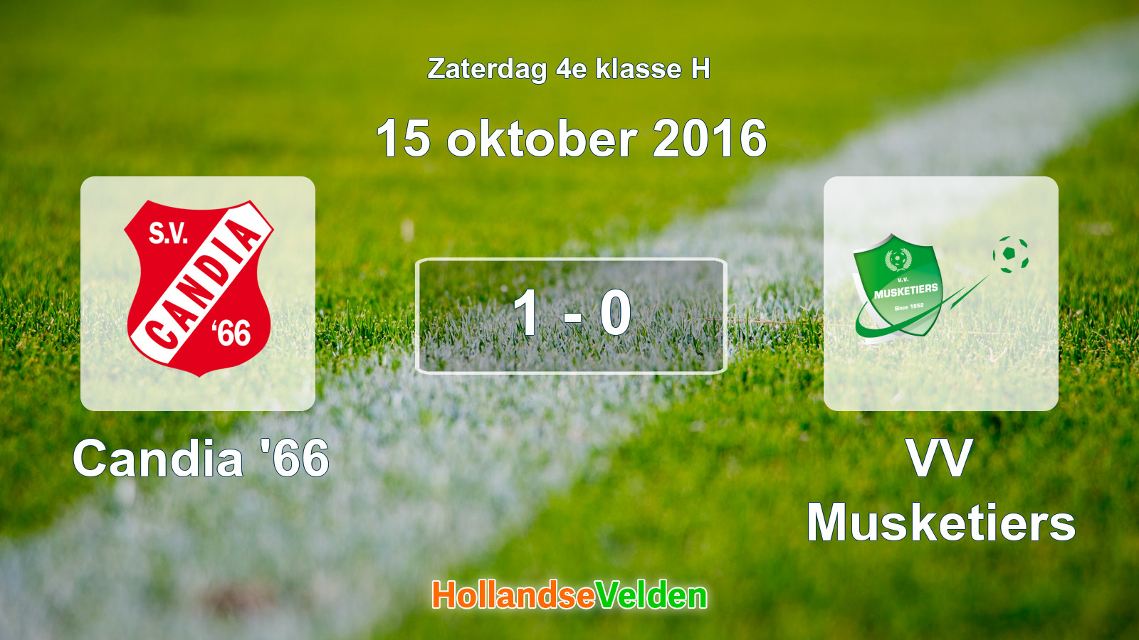 Gespeelde wedstrijd: Candia '66 - VV Musketiers 1 - 0 (15 oktober 2016)