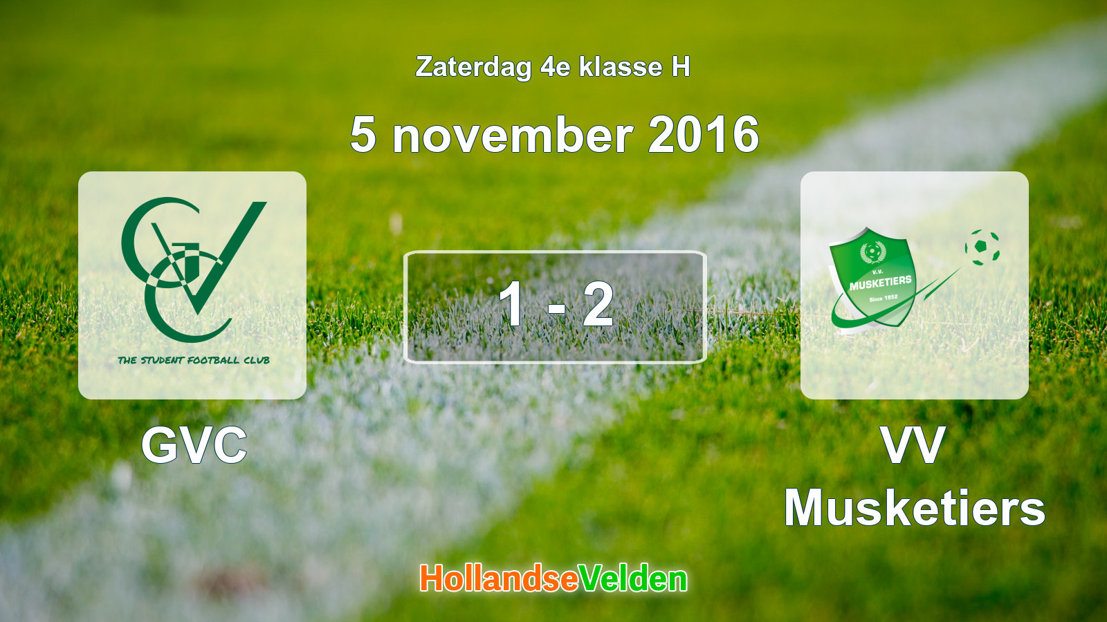 Gespeelde wedstrijd: GVC - VV Musketiers 1 - 2 (5 november 2016)