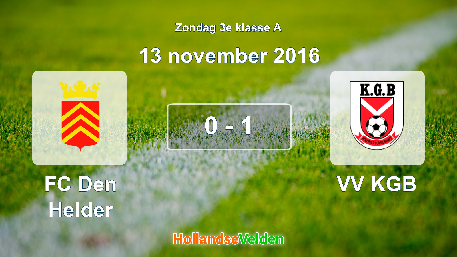 Gespeelde wedstrijd: FC Den Helder - VV KGB 0 - 1 (13 november 2016)