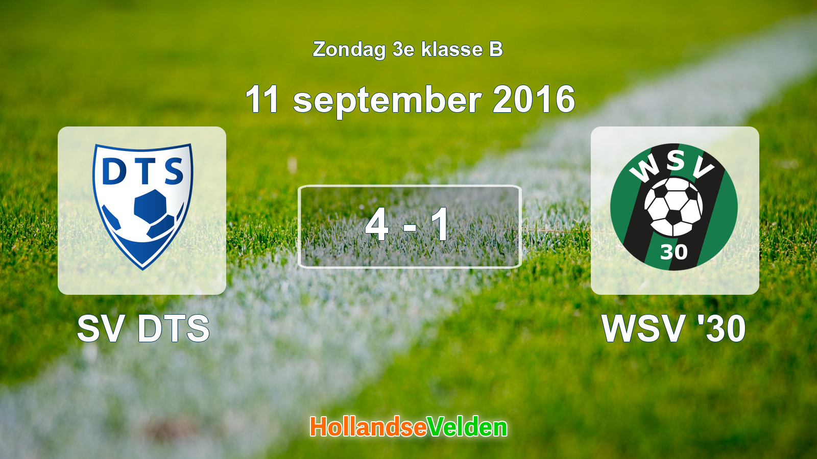 Gespeelde wedstrijd: SV DTS - WSV '30 4 - 1 (11 september 2016)