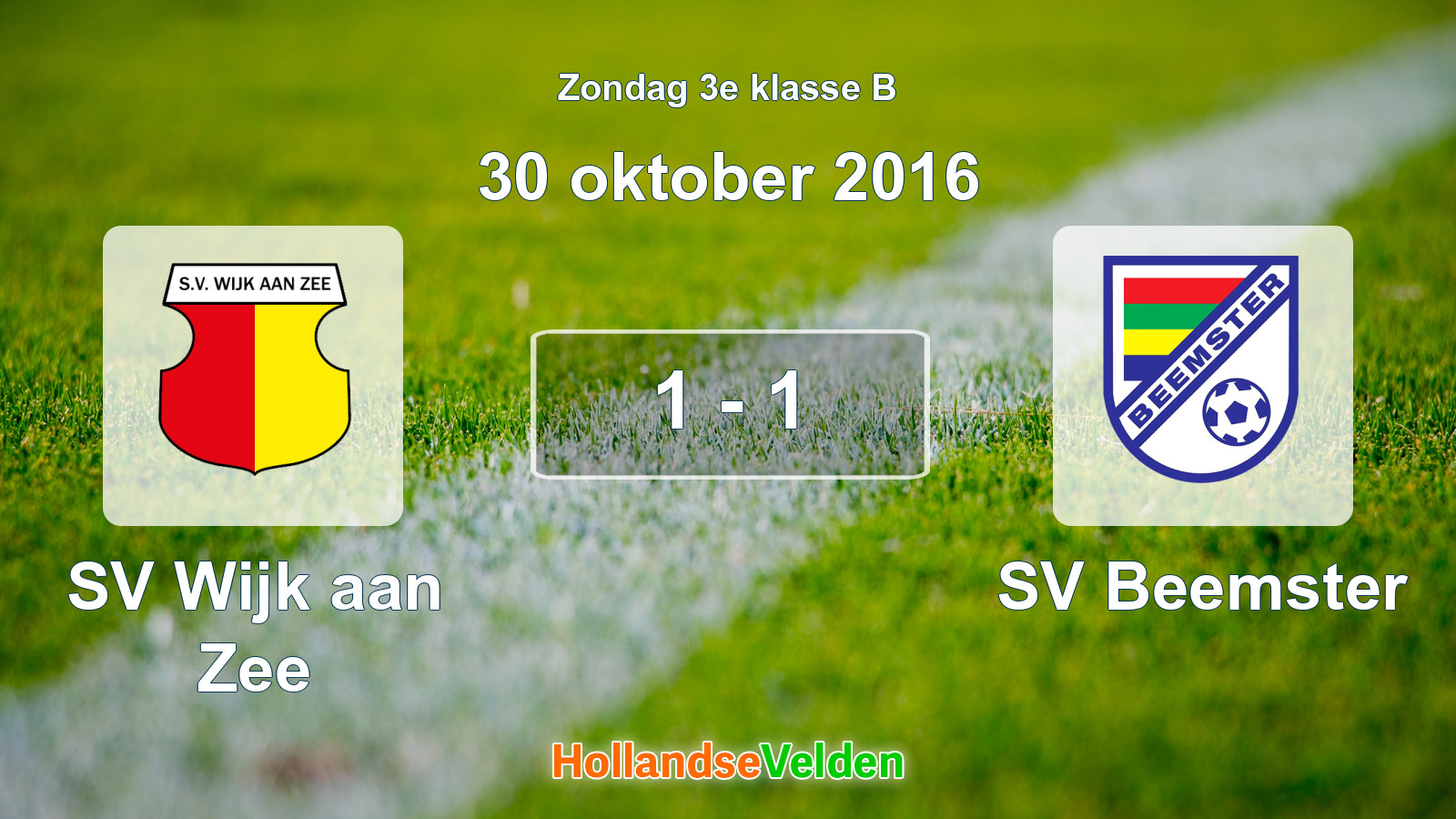 Gespeelde wedstrijd: SV Wijk aan Zee - SV Beemster 1 - 1 (30 oktober 2016)