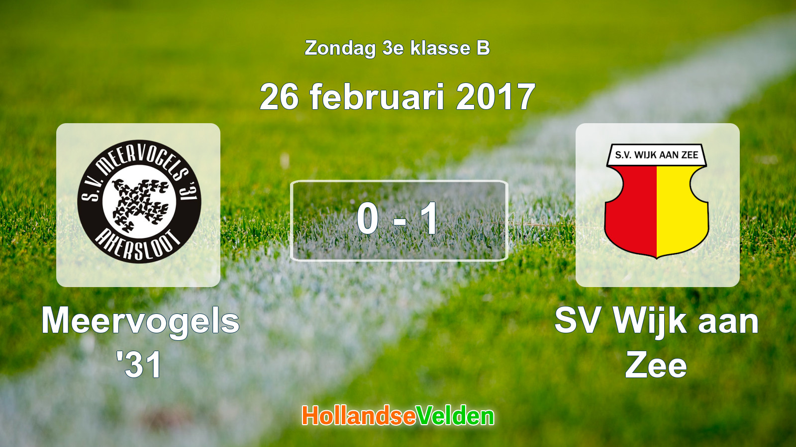 Gespeelde wedstrijd: Meervogels '31 - SV Wijk aan Zee 0 - 1 (26 februari 2017)