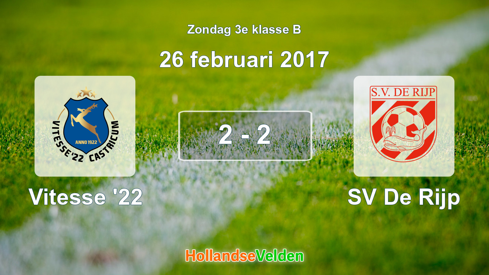 Gespeelde wedstrijd: Vitesse '22 - SV De Rijp 2 - 2 (26 februari 2017)