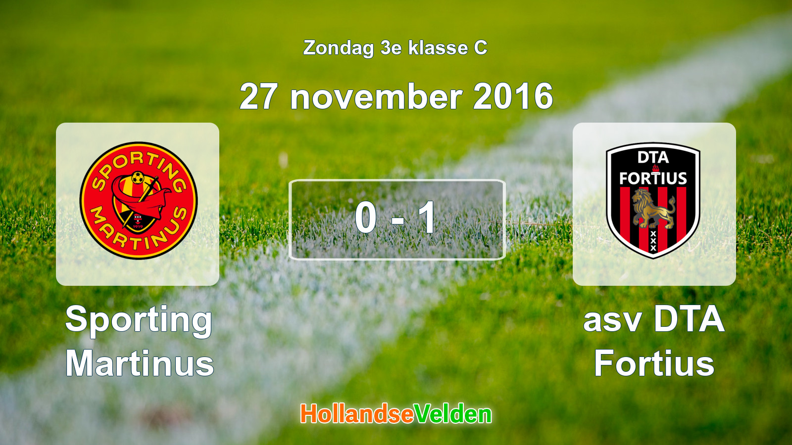 Gespeelde wedstrijd: Sporting Martinus - asv DTA Fortius 0 - 1 (27 november 2016)