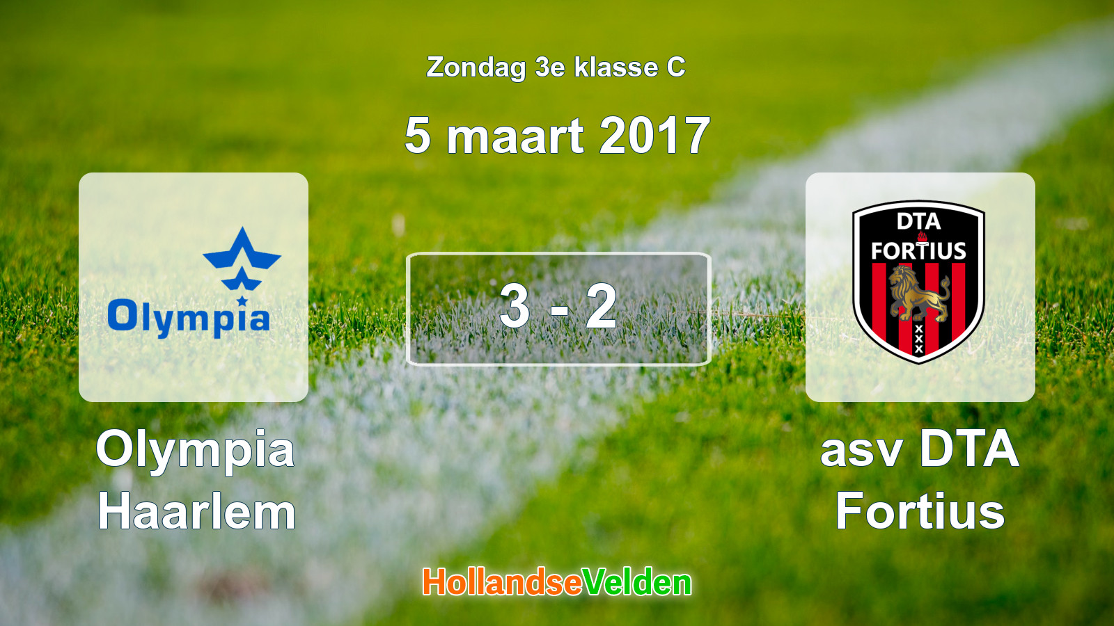 Gespeelde wedstrijd: Olympia Haarlem - asv DTA Fortius 3 - 2 (5 maart 2017)