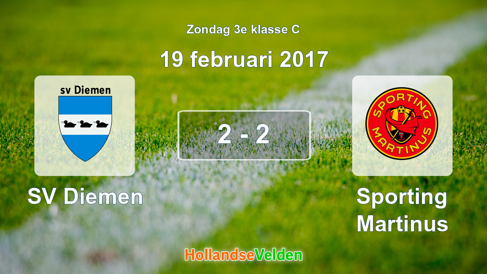 Gespeelde wedstrijd: SV Diemen - Sporting Martinus 2 - 2 (19 februari 2017)