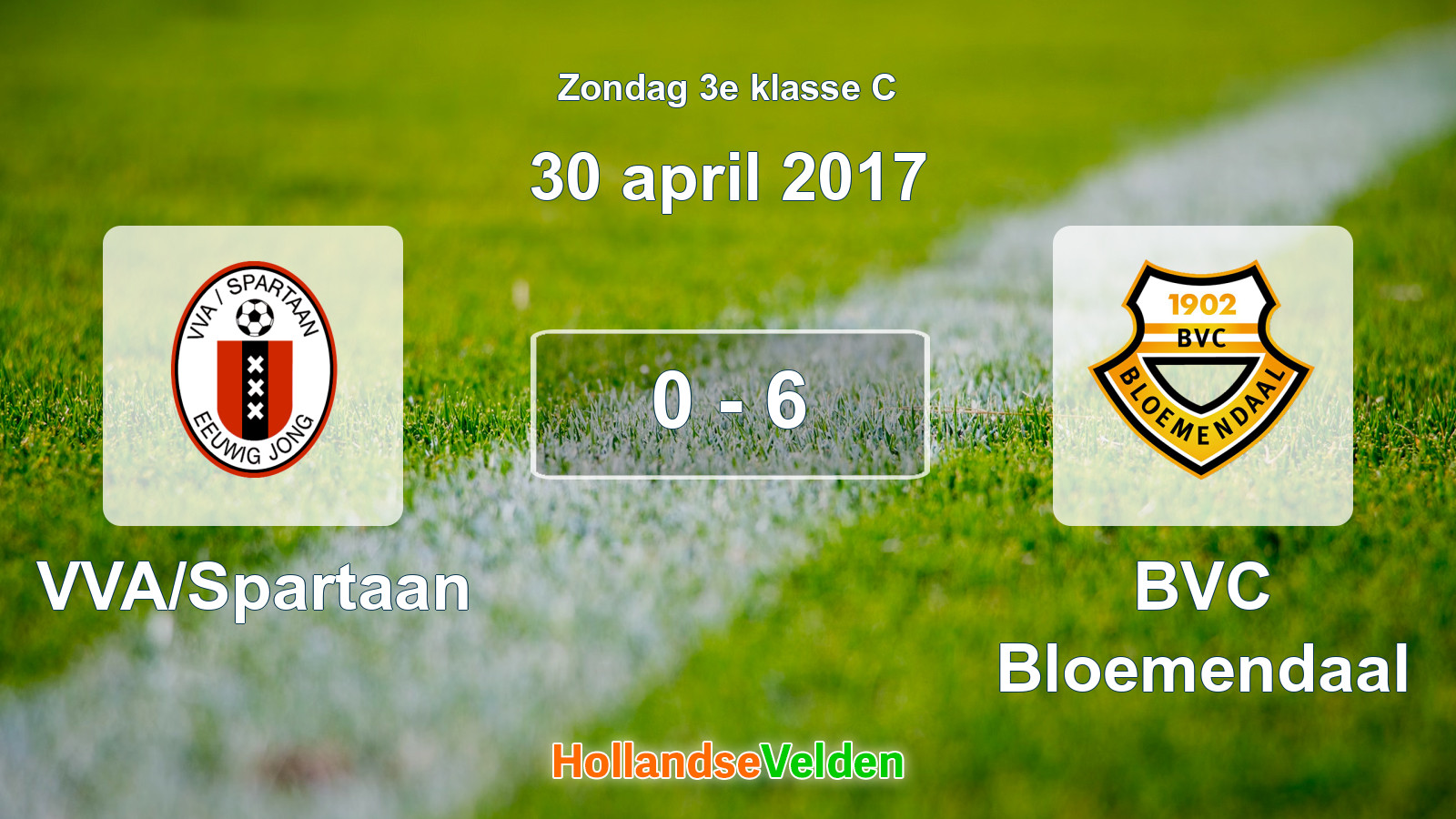 Gespeelde wedstrijd: VVA/Spartaan - BVC Bloemendaal 0 - 6 (30 april 2017)