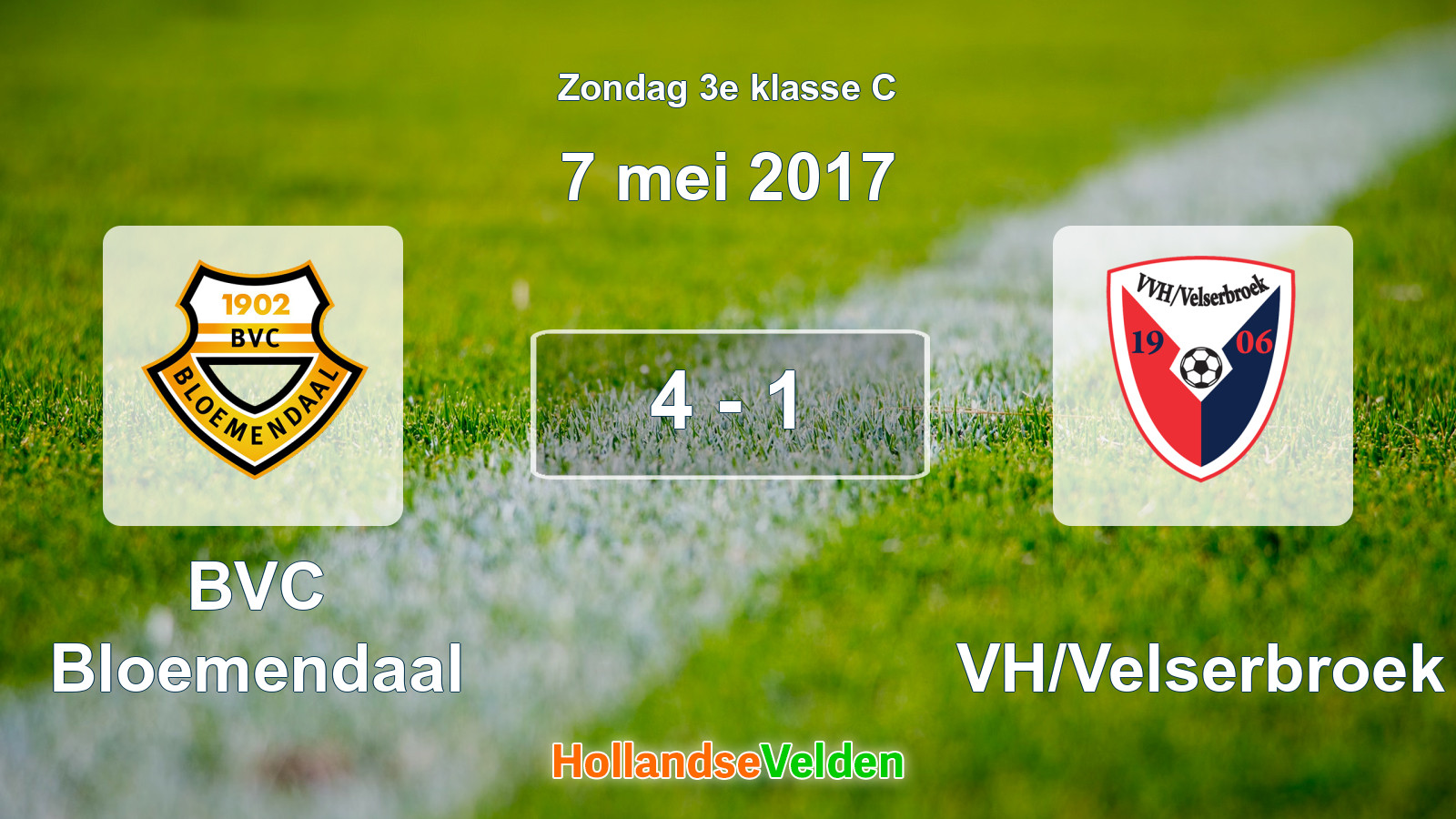 Gespeelde wedstrijd: BVC Bloemendaal - VVH/Velserbroek 4 - 1 (7 mei 2017)