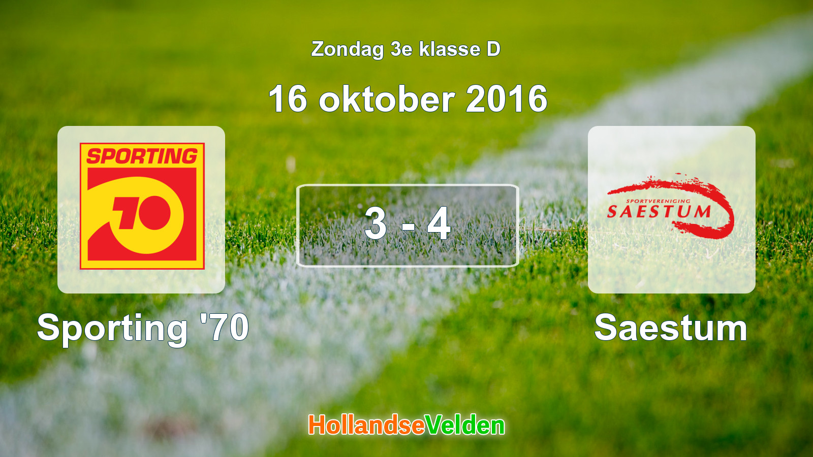 Gespeelde wedstrijd: Sporting '70 - Saestum 3 - 4 (16 oktober 2016)