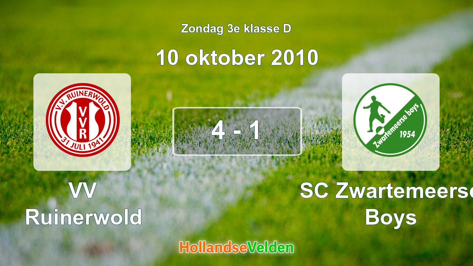 Gespeelde wedstrijd: VV Ruinerwold - SC Zwartemeerse Boys 4 - 1 (10 oktober 2010)