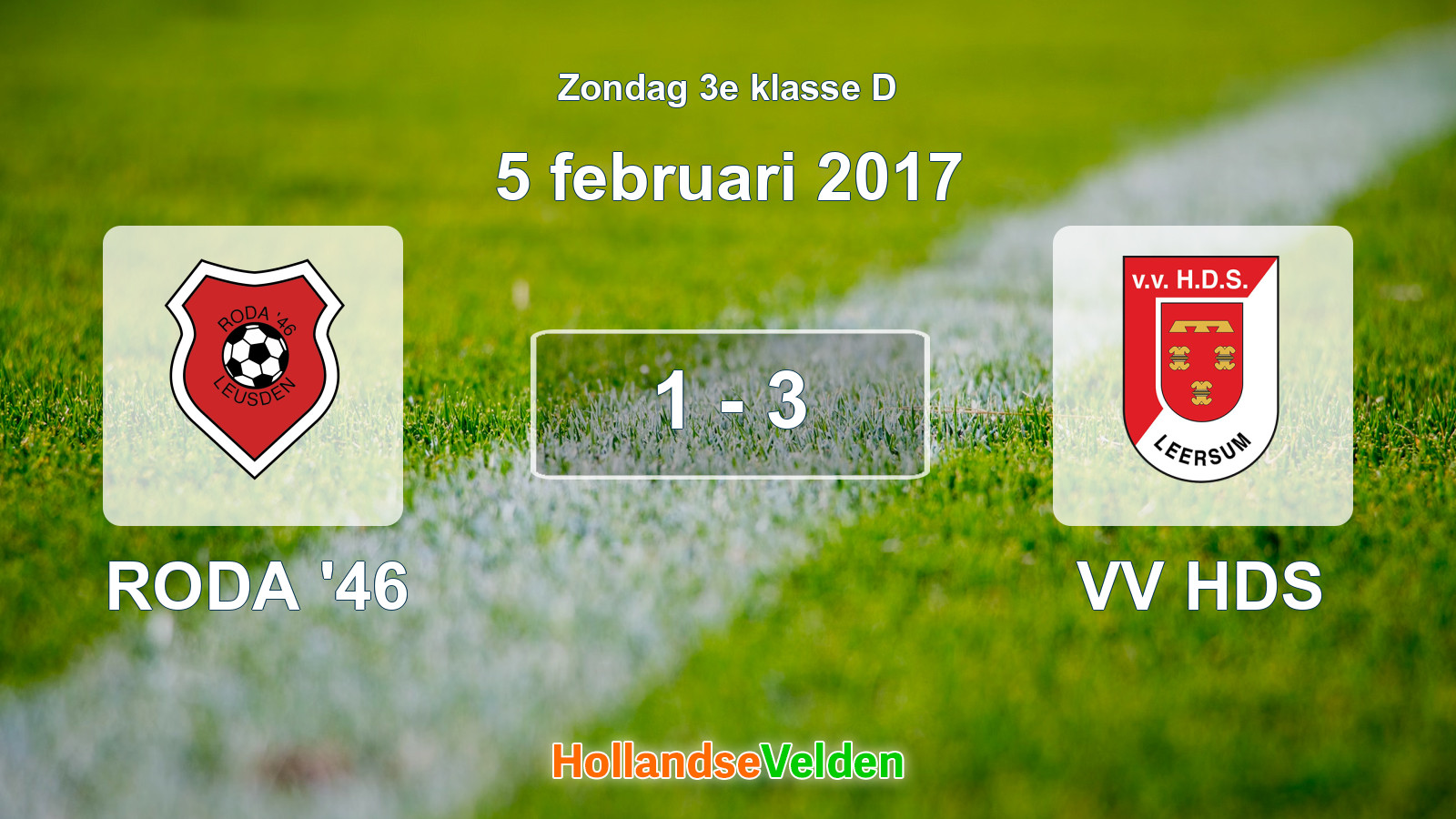Gespeelde wedstrijd: RODA '46 - VV HDS 1 - 3 (5 februari 2017)