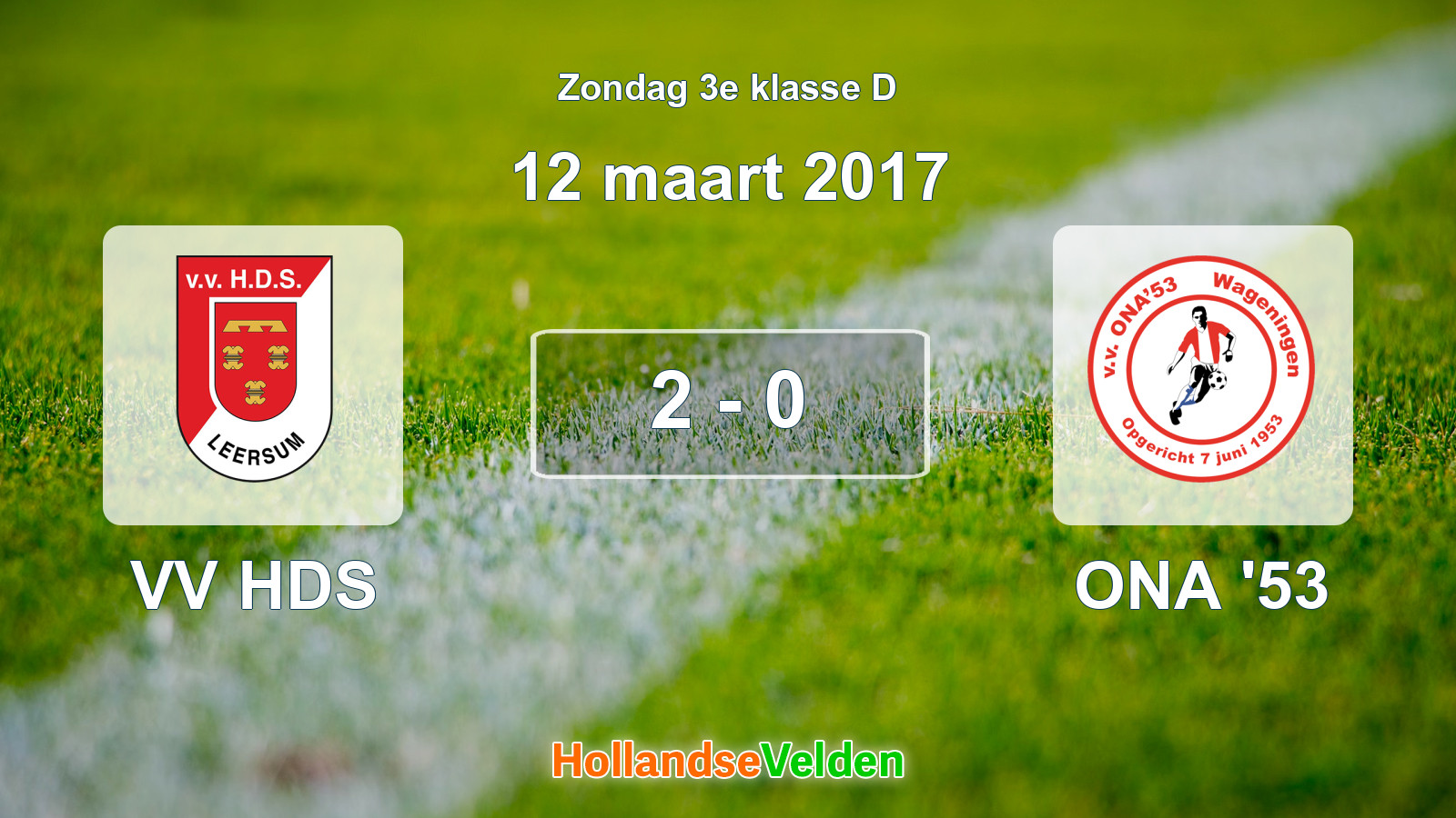 Gespeelde wedstrijd: VV HDS - ONA '53 2 - 0 (12 maart 2017)