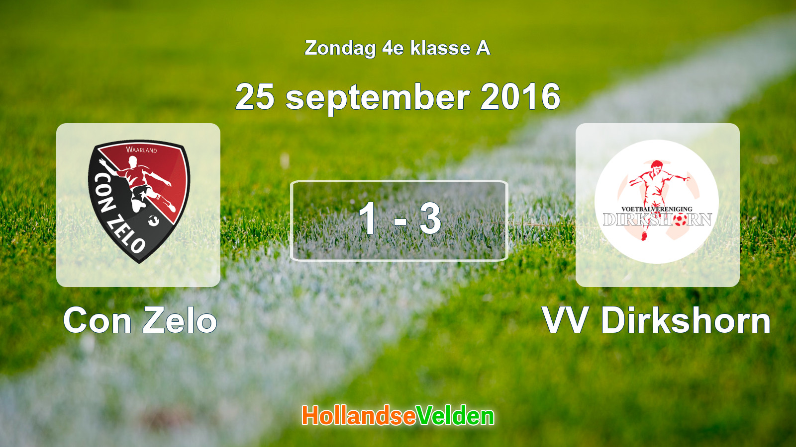 Gespeelde wedstrijd: Con Zelo - VV Dirkshorn 1 - 3 (25 september 2016)