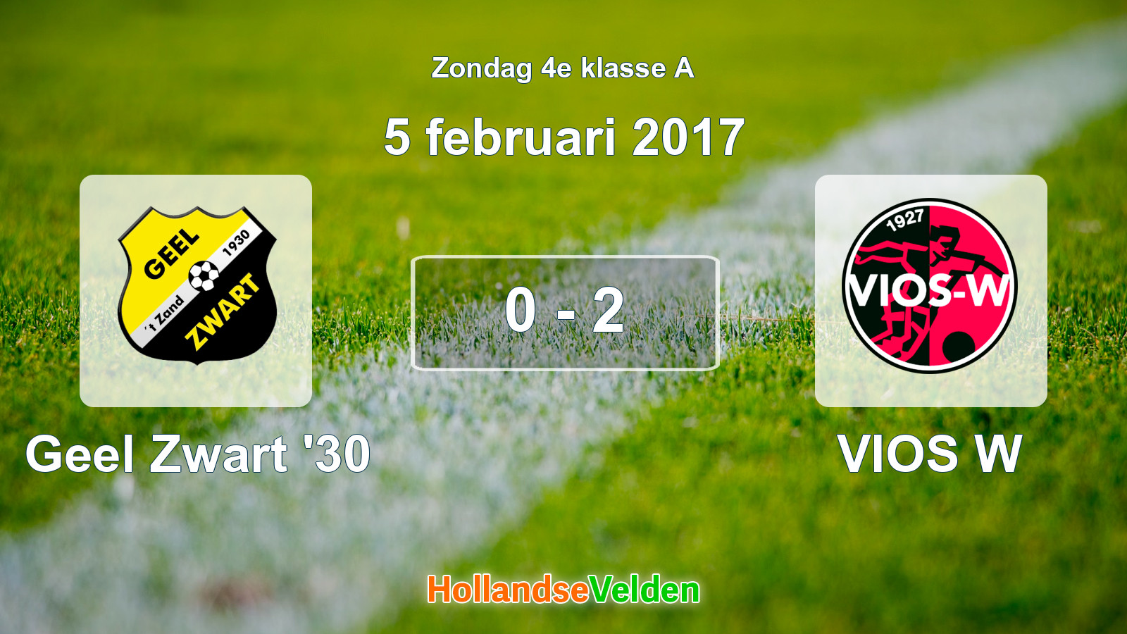 Gespeelde wedstrijd: Geel Zwart '30 - VIOS W 0 - 2 (5 februari 2017)