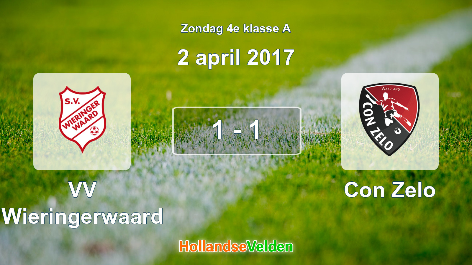 Gespeelde wedstrijd: VV Wieringerwaard - Con Zelo 1 - 1 (2 april 2017)