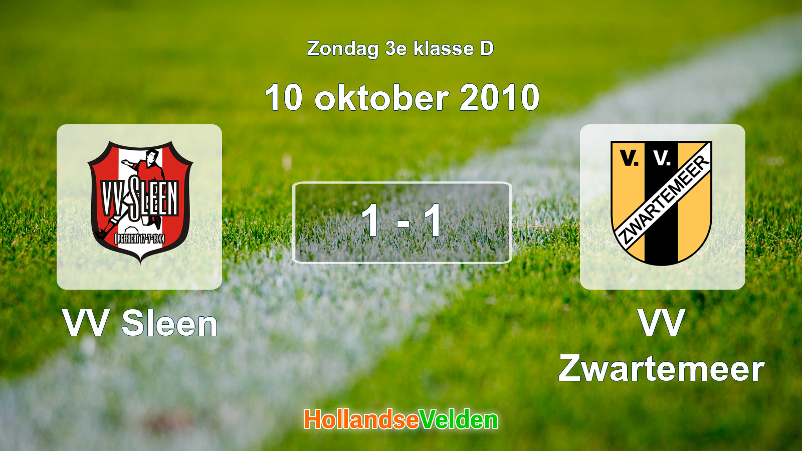 Gespeelde wedstrijd: VV Sleen - VV Zwartemeer 1 - 1 (10 oktober 2010)