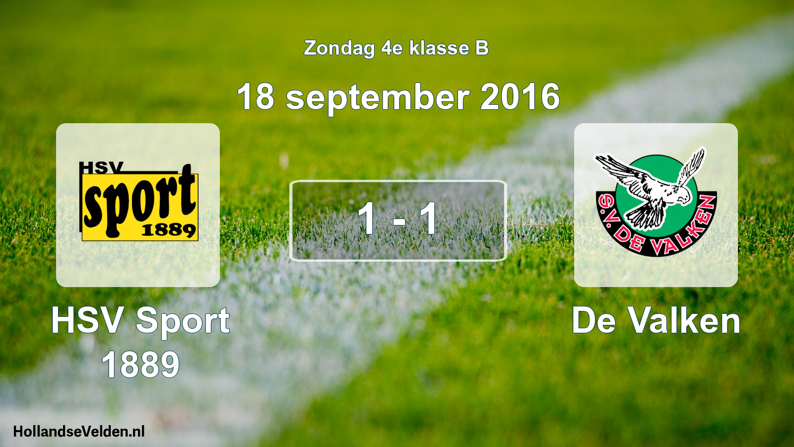 Gespeelde wedstrijd: HSV Sport 1889 - De Valken 1 - 1 (18 september 2016)