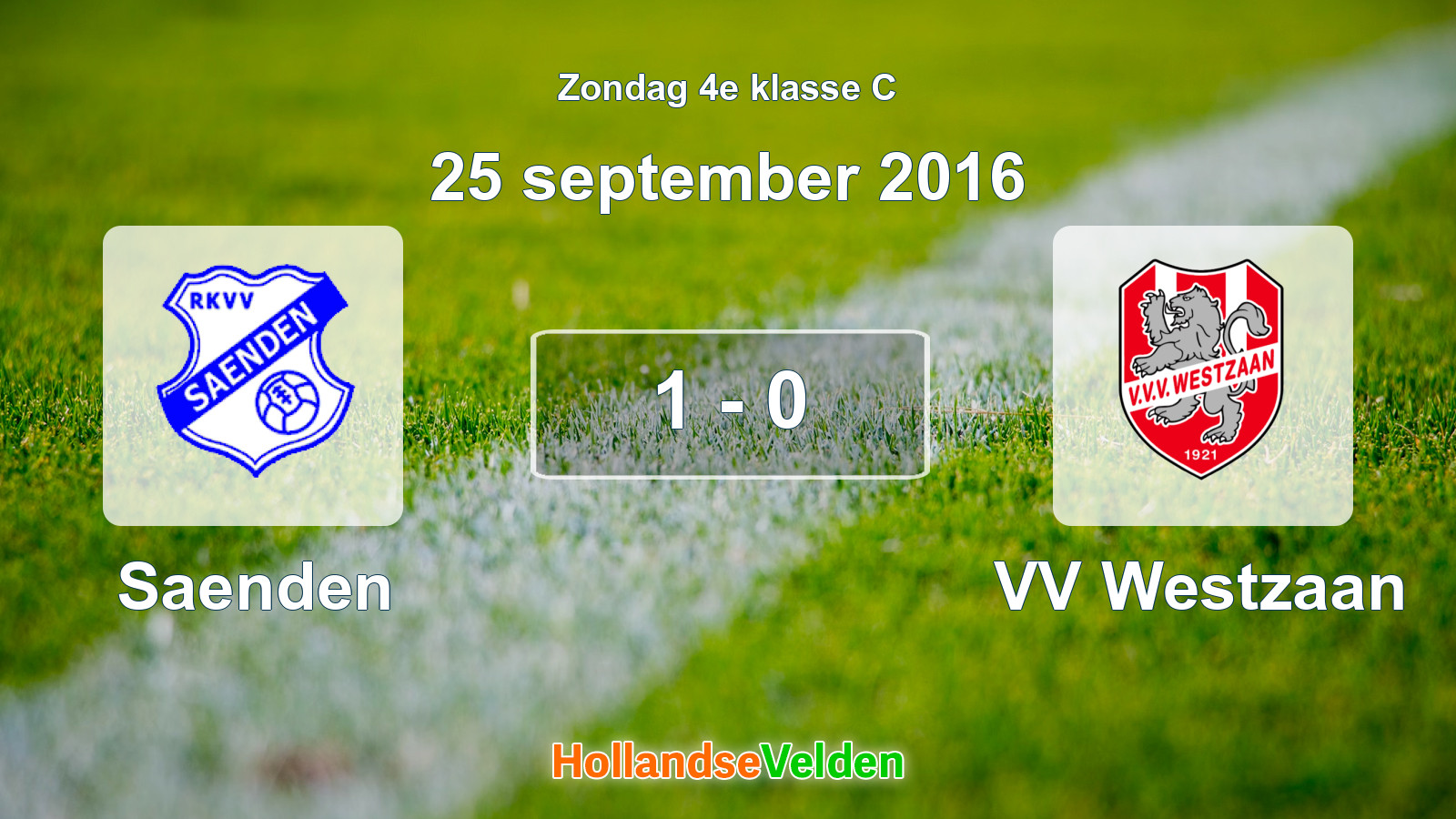 Gespeelde wedstrijd: Saenden - VV Westzaan 1 - 0 (25 september 2016)