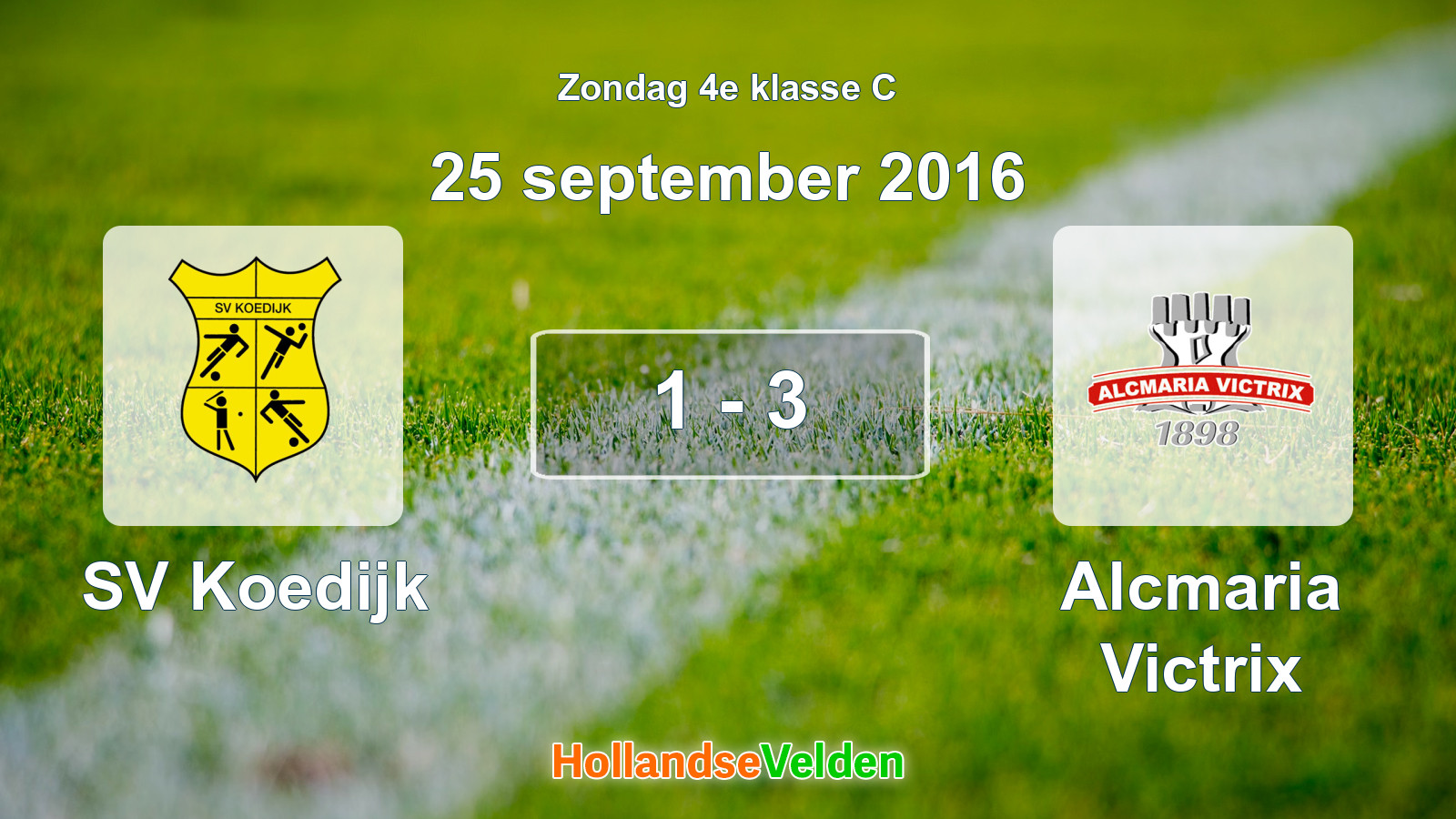 Gespeelde wedstrijd: SV Koedijk - Alcmaria Victrix 1 - 3 (25 september 2016)