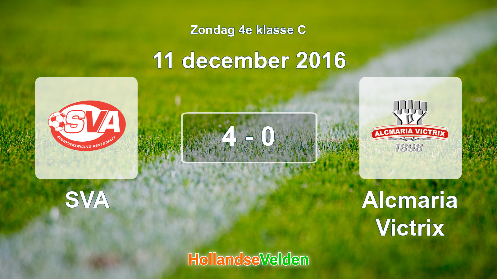 Gespeelde wedstrijd: SVA - Alcmaria Victrix 4 - 0 (11 december 2016)