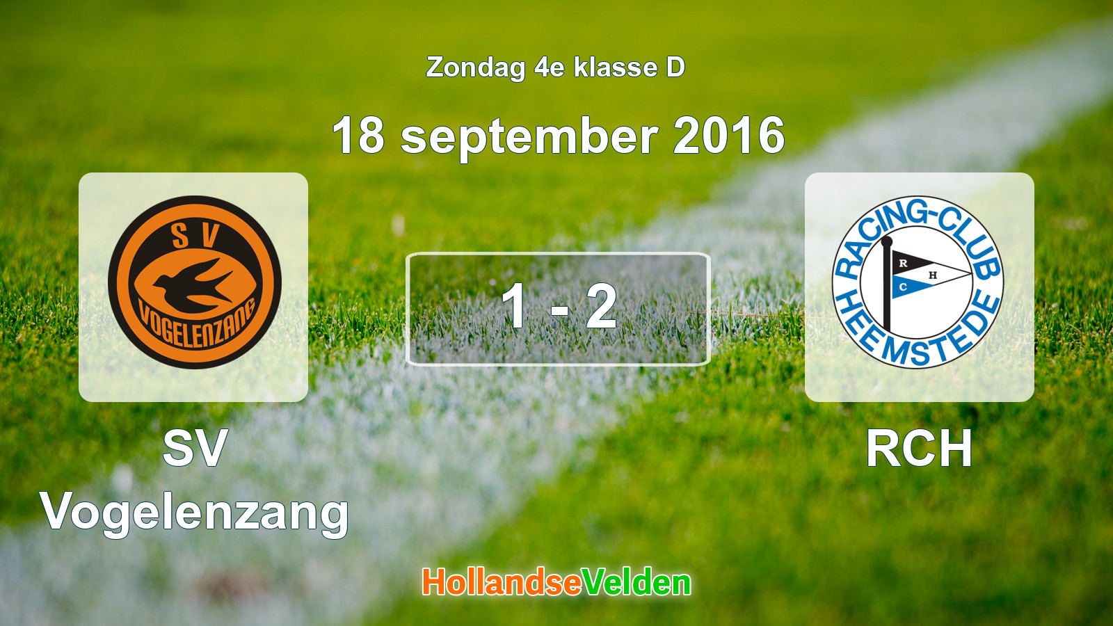 Gespeelde wedstrijd: SV Vogelenzang - RCH 1 - 2 (18 september 2016)