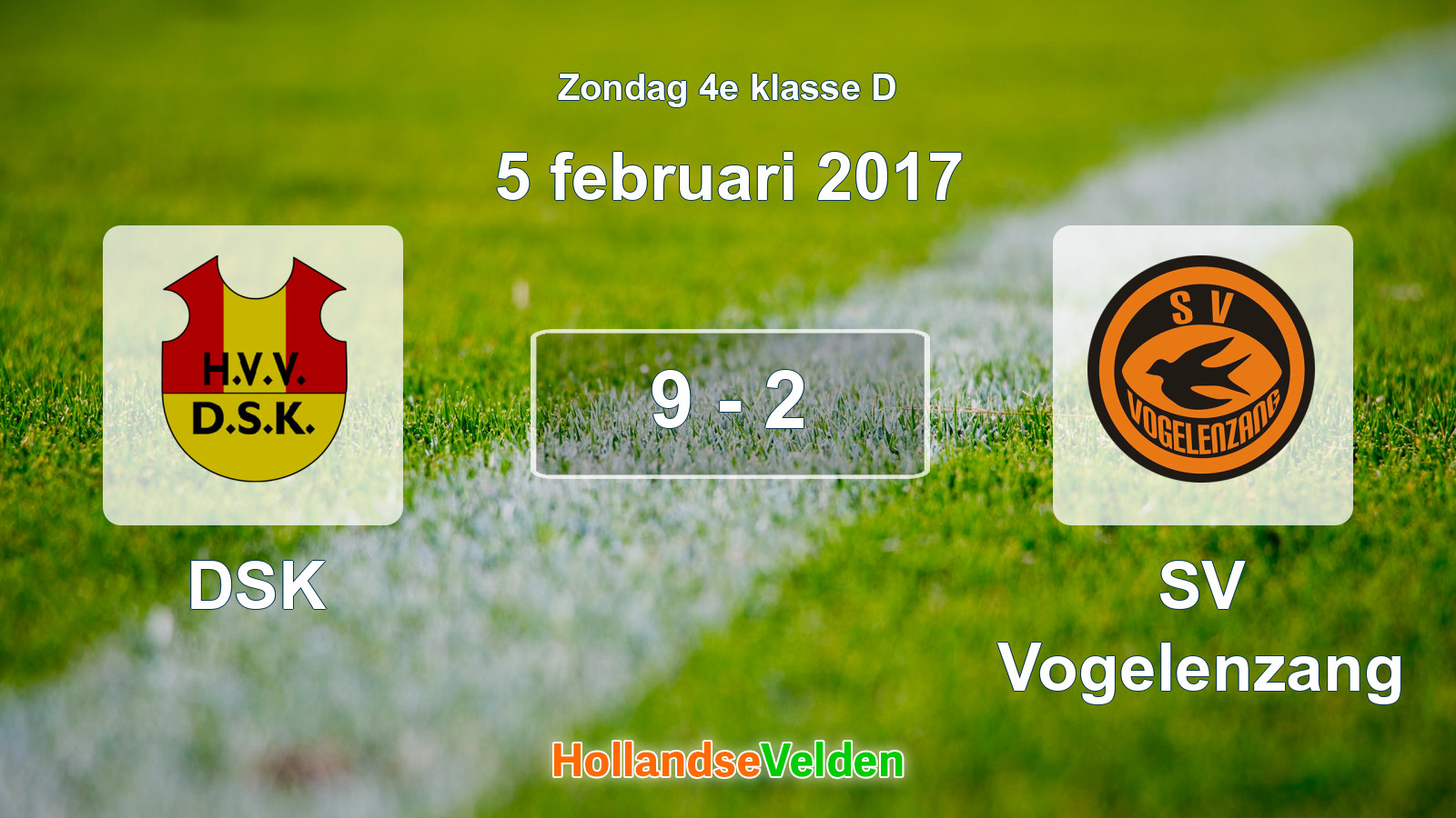 Gespeelde wedstrijd: DSK - SV Vogelenzang 9 - 2 (5 februari 2017)