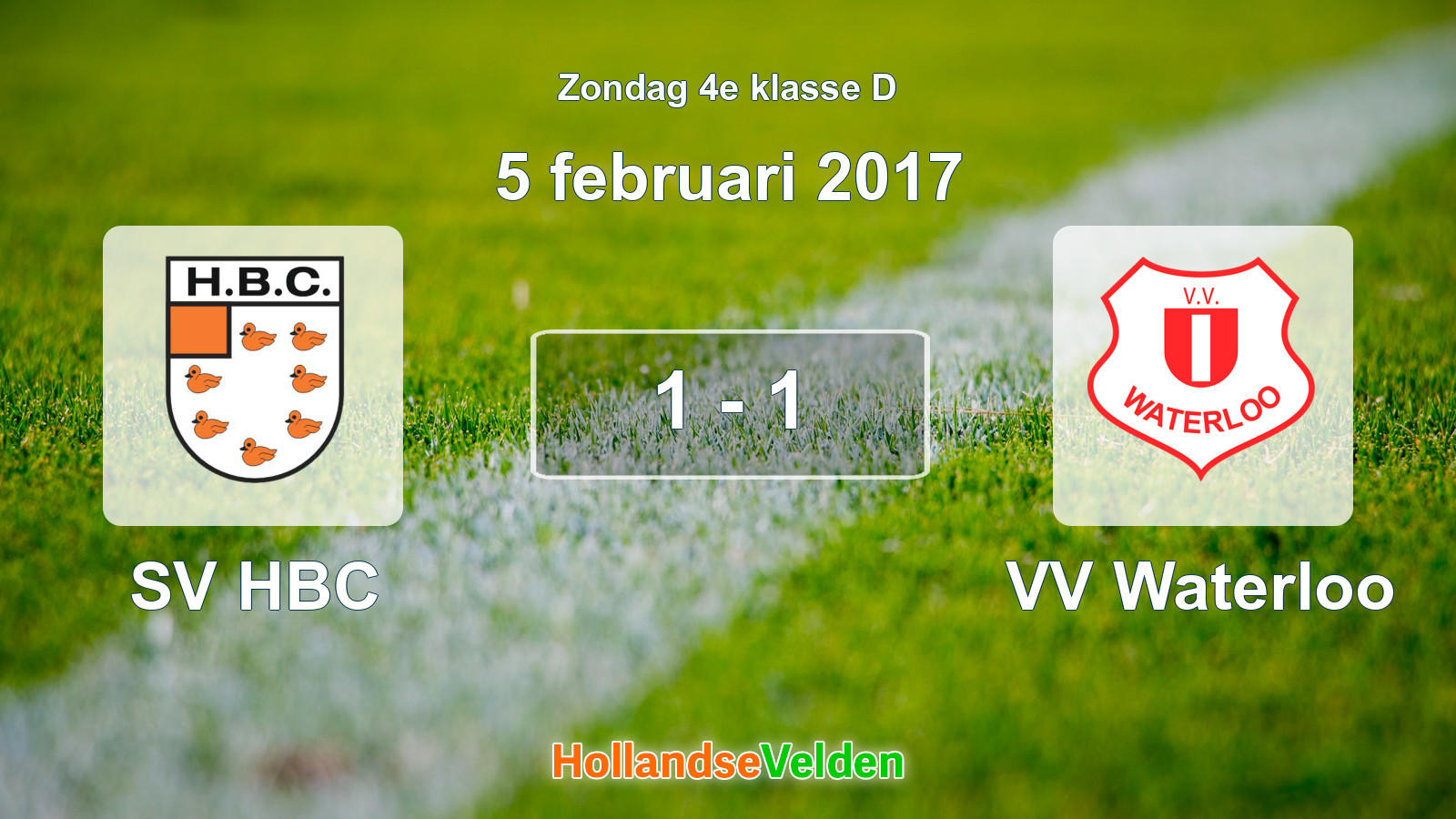Gespeelde wedstrijd: SV HBC - VV Waterloo 1 - 1 (5 februari 2017)