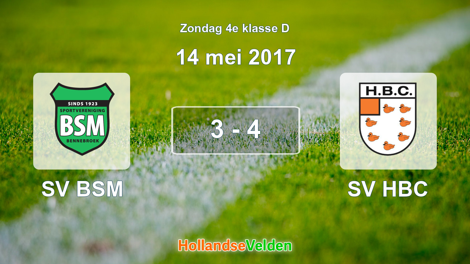 Gespeelde wedstrijd: SV BSM - SV HBC 3 - 4 (14 mei 2017)