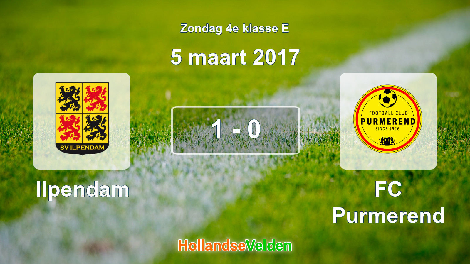 Gespeelde wedstrijd: Ilpendam - FC Purmerend 1 - 0 (5 maart 2017)