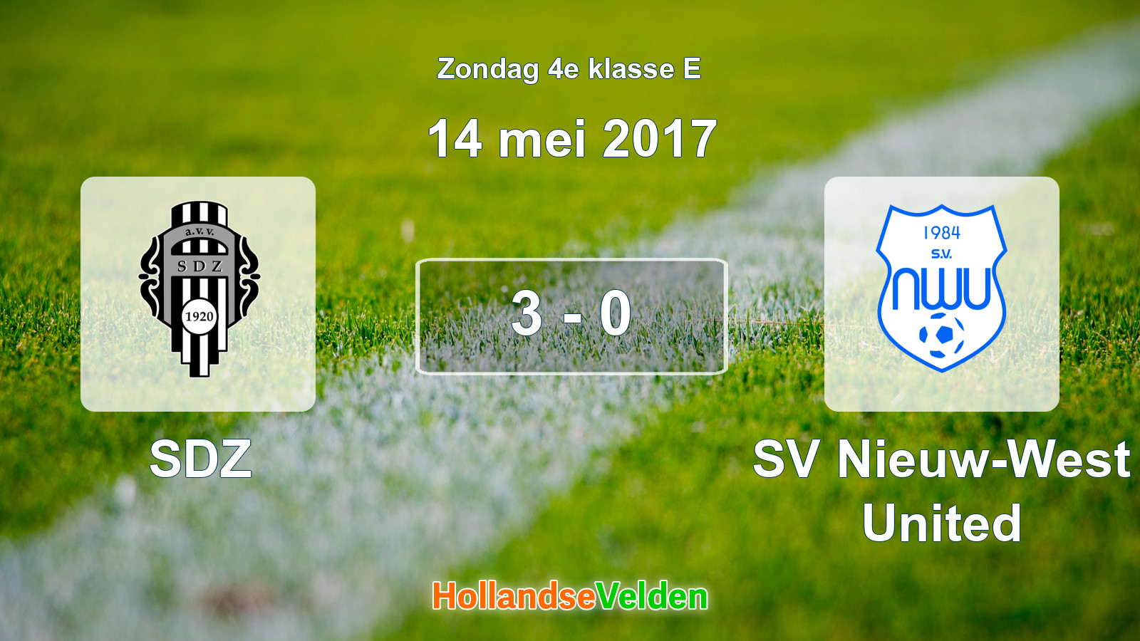 Gespeelde wedstrijd: SDZ - SV Nieuw-West United 3 - 0 (14 mei 2017)