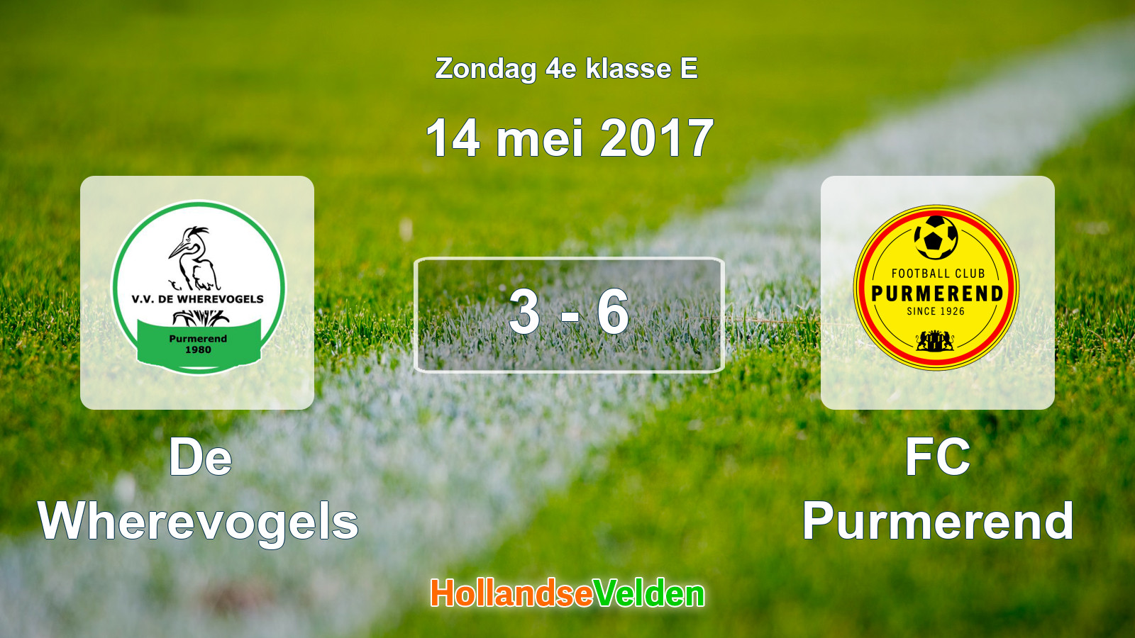 Gespeelde wedstrijd: De Wherevogels - FC Purmerend 3 - 6 (14 mei 2017)