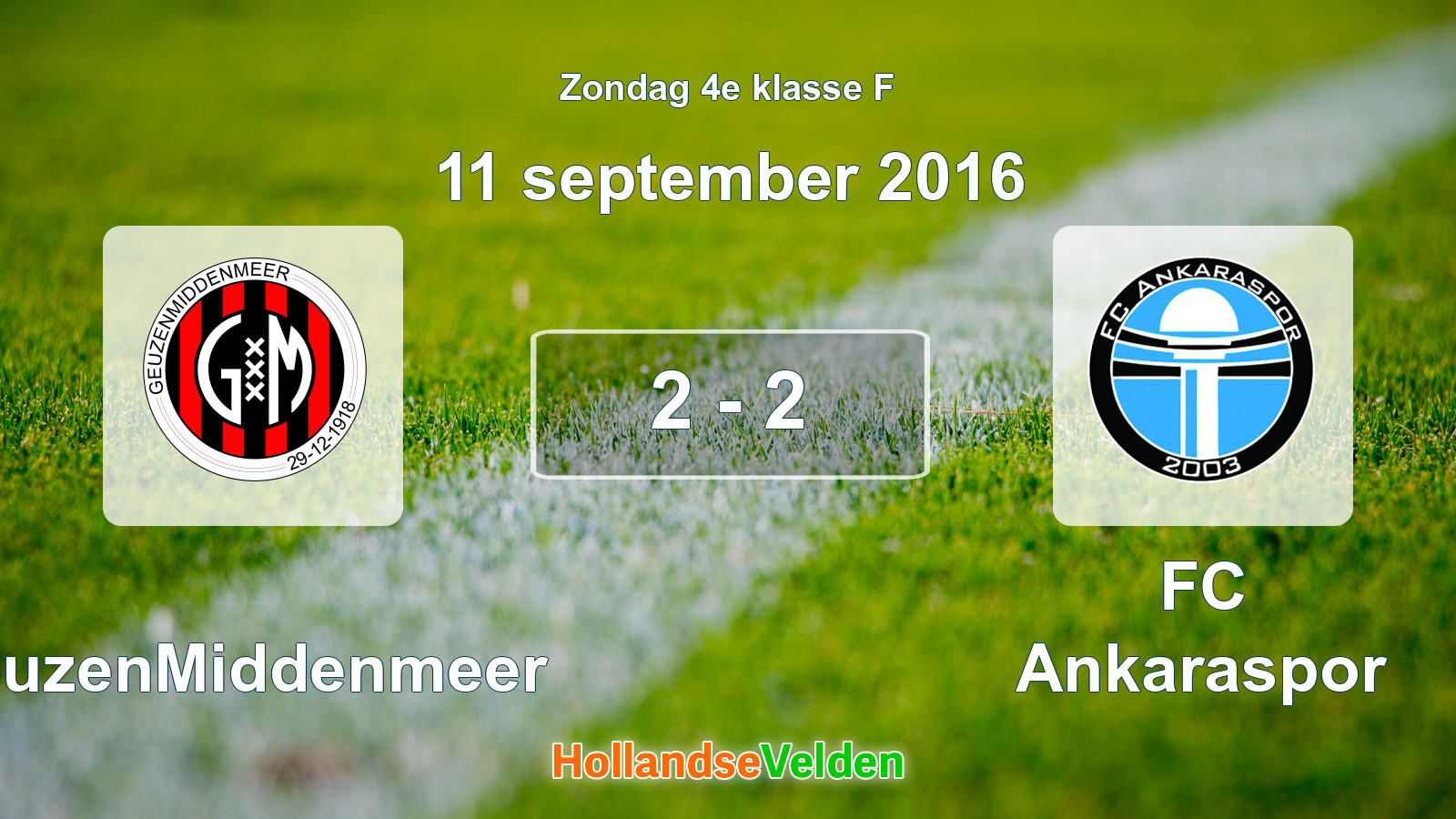 Gespeelde wedstrijd: GeuzenMiddenmeer - FC Ankaraspor 2 - 2 (11 september 2016)