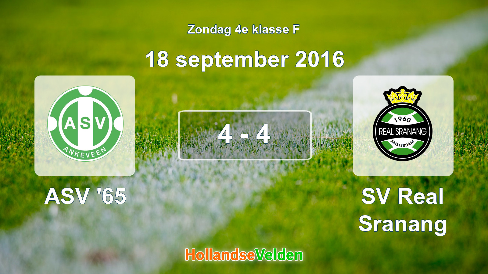 Gespeelde wedstrijd: ASV '65 - SV Real Sranang 4 - 4 (18 september 2016)