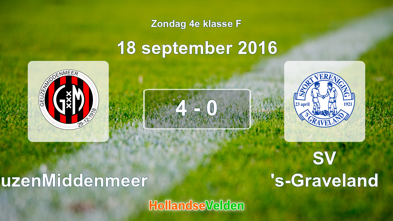Gespeelde wedstrijd: GeuzenMiddenmeer - SV 's-Graveland 4 - 0 (18 september 2016)