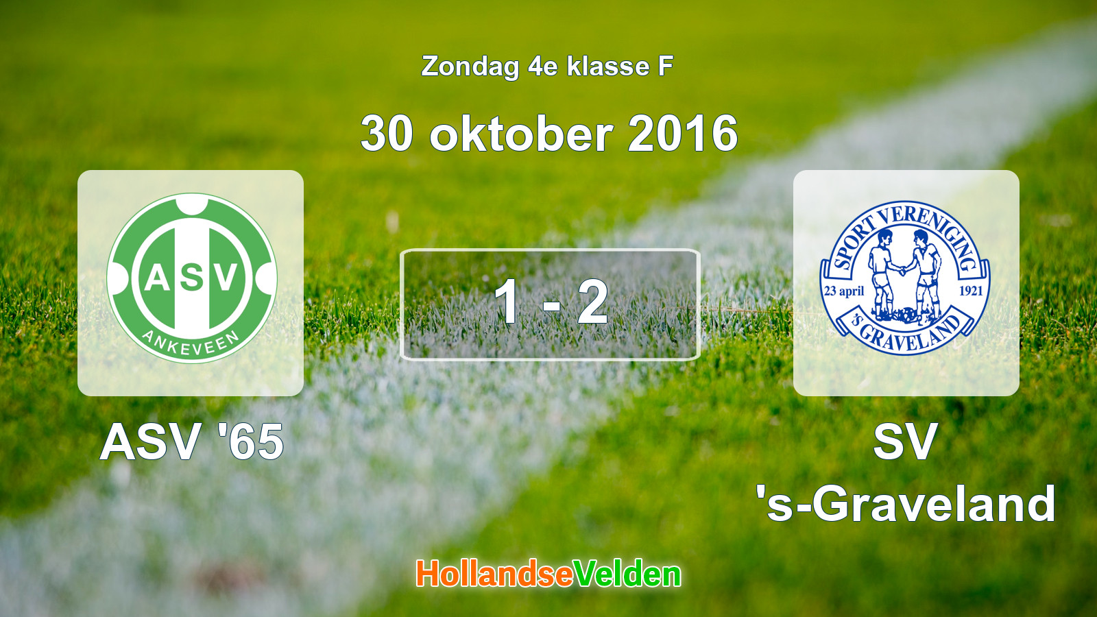 Gespeelde wedstrijd: ASV '65 - SV 's-Graveland 1 - 2 (30 oktober 2016)