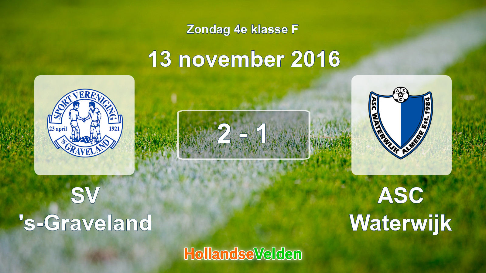 Gespeelde wedstrijd: SV 's-Graveland - ASC Waterwijk 2 - 1 (13 november 2016)