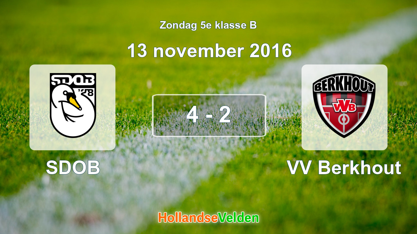 Gespeelde wedstrijd: SDOB - VV Berkhout 4 - 2 (13 november 2016)