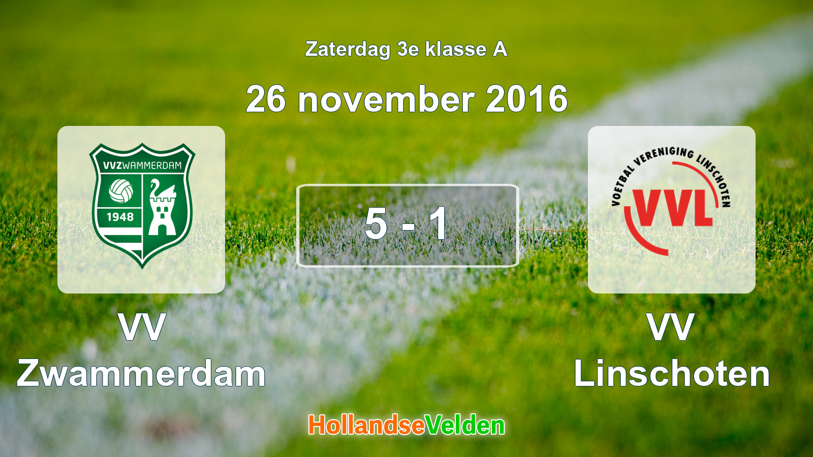 Gespeelde wedstrijd: VV Zwammerdam - VV Linschoten 5 - 1 (26 november 2016)