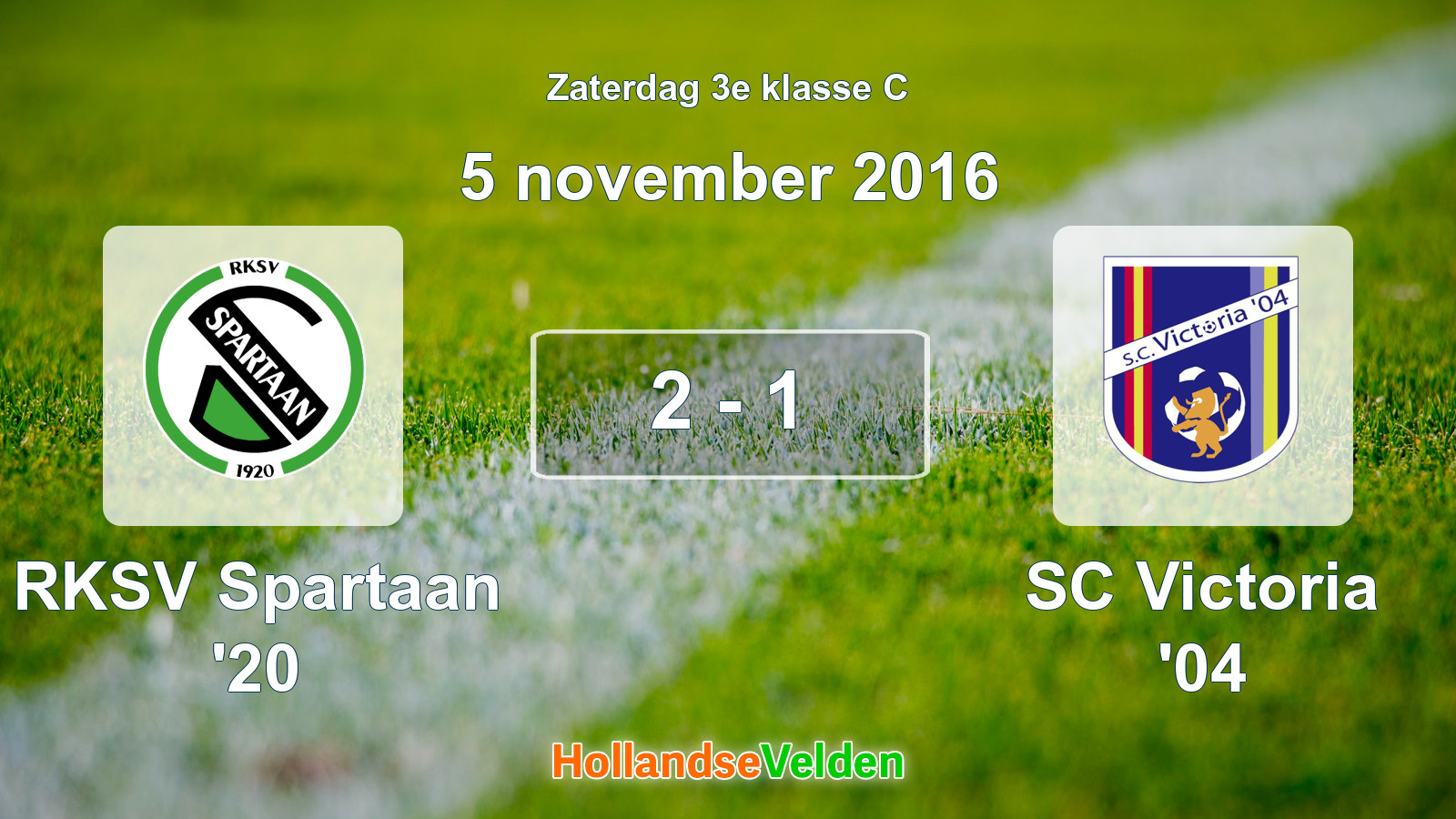 Gespeelde wedstrijd: RKSV Spartaan '20 - SC Victoria '04 2 - 1 (5 november 2016)