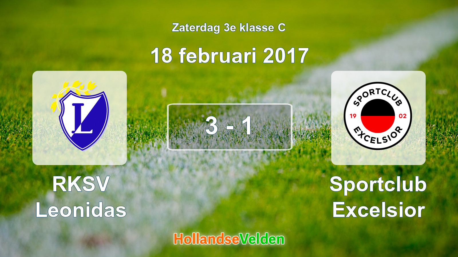 Gespeelde wedstrijd: RKSV Leonidas - Sportclub Excelsior 3 - 1 (18 februari 2017)