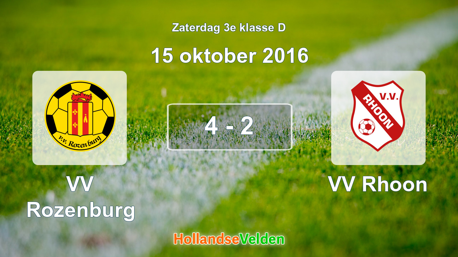 Gespeelde wedstrijd: VV Rozenburg - VV Rhoon 4 - 2 (15 oktober 2016)