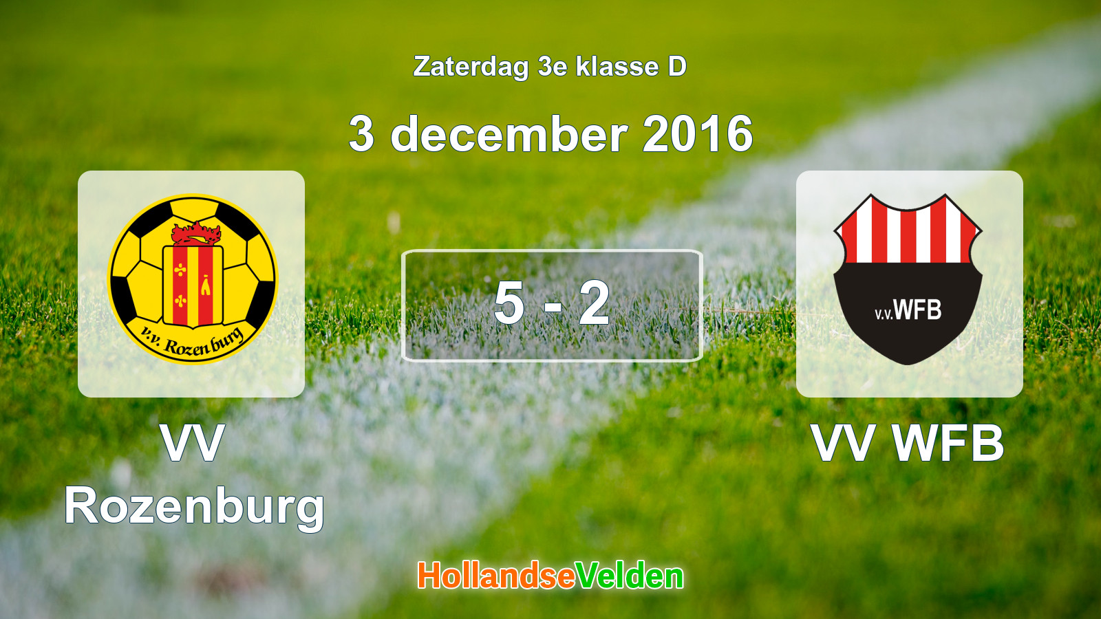Gespeelde wedstrijd: VV Rozenburg - VV WFB 5 - 2 (3 december 2016)