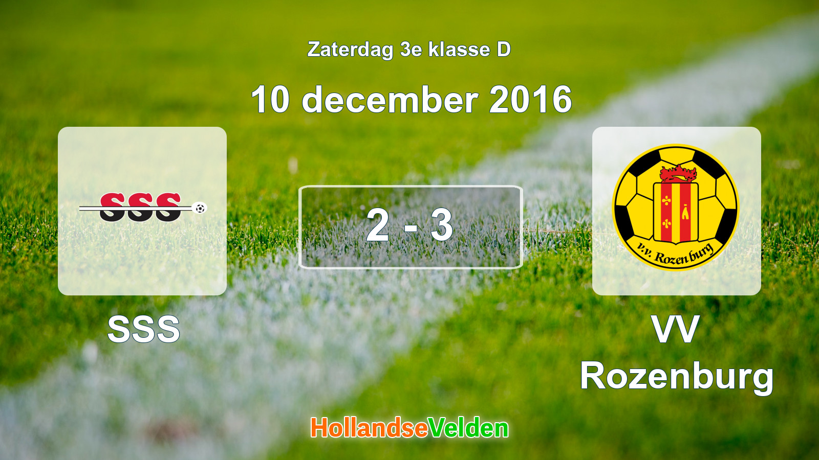 Gespeelde wedstrijd: SSS - VV Rozenburg 2 - 3 (10 december 2016)