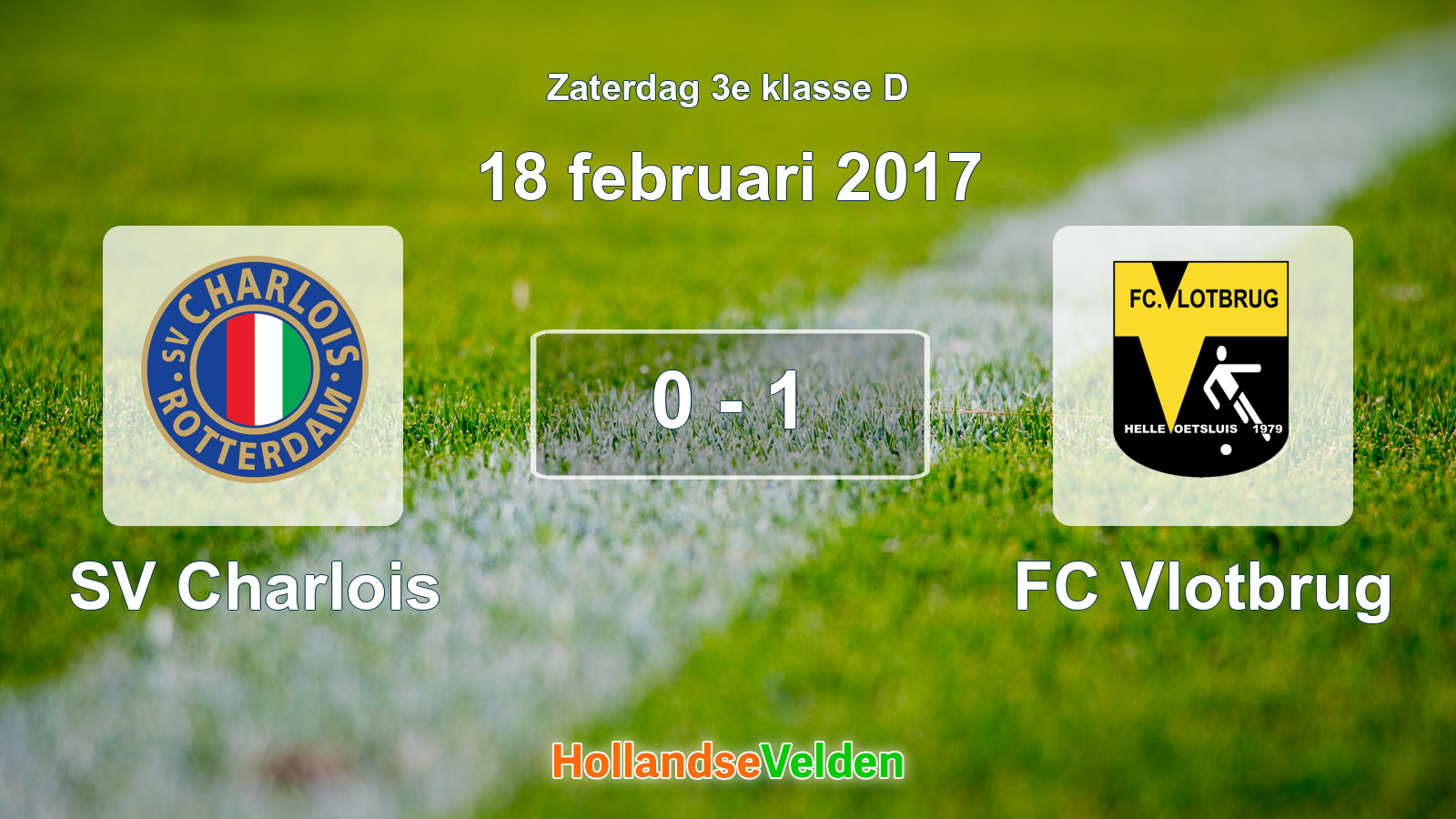 Gespeelde wedstrijd: SV Charlois - FC Vlotbrug 0 - 1 (18 februari 2017)