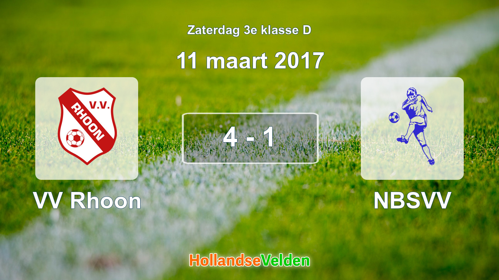 Gespeelde wedstrijd: VV Rhoon - NBSVV 4 - 1 (11 maart 2017)